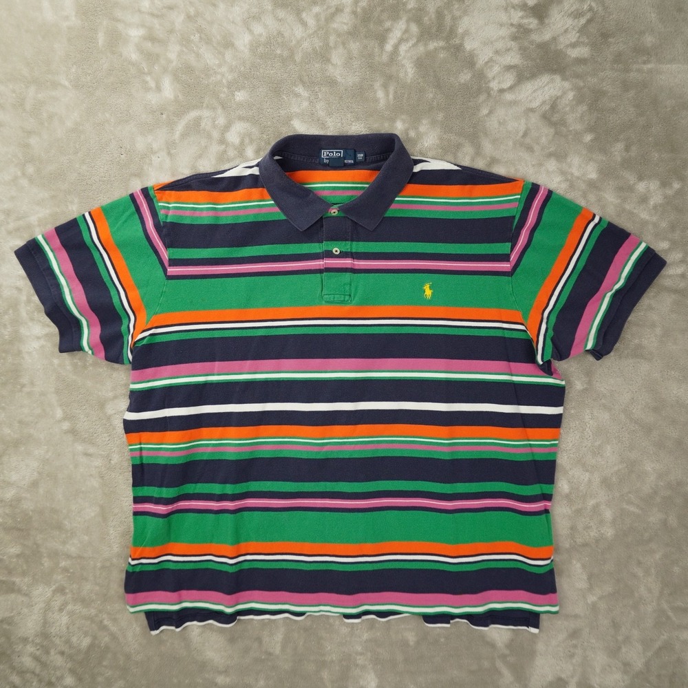 Polo Ralph Lauren Stripe Polo Shirt Mens 3XB Multicolor Preppy Retro 90s Striped